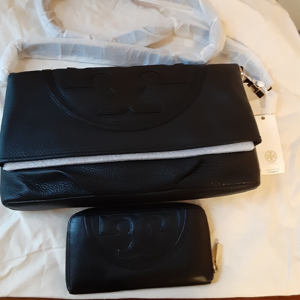 Tory Burch All T Suki Foldover Messenger Clutch Crossbody Bag